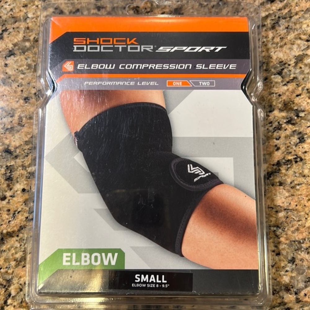 Shock Doctor Sport Elbow Compression Sleeve size small. Elbow size 8-9.5”. NIB!